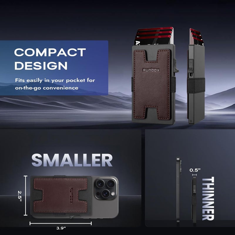 RUNBOX Mens Business Card Holder, Slim Card Wallet for Men and Women, Minimalist RFID Blocking Wallet with Pop-Up Function, Thin Design, Metal Cases Holds 6+6 Cards, Gifts for Men, Men's Accessories - Image 5